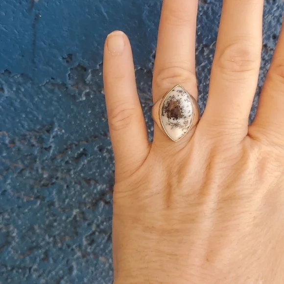 New Men's Dendritic Opal 925 Silver Ring. - Picture 4 of 10